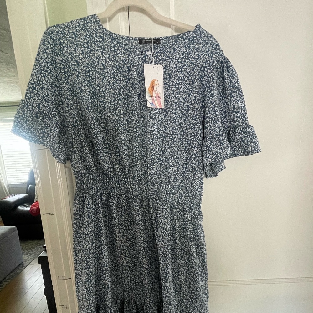 Blue floral summer dress